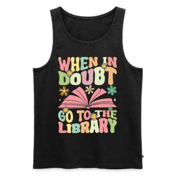Groovy Book Reader Librarian - Men's Premium Organic Tank Top - black - Front - AI Model Male 178 light (178cm)