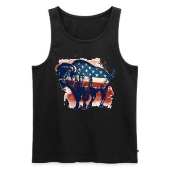 USA Flag American Bison Vintage Animal Patriotic - Männer Premium Bio Tank Top - Schwarz - Vorne - AI Model Male 178 light (178cm)