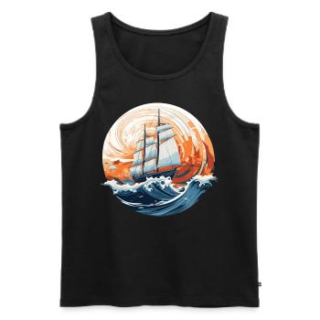 Sailing Boat Ocean Wave Pirate Ship Captain Boatin - Männer Premium Bio Tank Top - Schwarz - Vorne - AI Model Male 178 light (178cm)