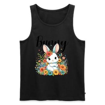 Lapin Lapin Maman Pâques Lapin De Pâques Fleurs Mignon - Débardeur bio Premium Homme - noir - Devant - Michal (187cm)