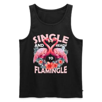 Floral Flamingo Couple Funny Valentines Day - Männer Premium Bio Tank Top - Schwarz - Vorne - Michal (187cm)
