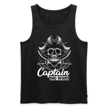 Captain Dad Beard Captain Boat Sailing Sailor - Men's Premium Organic Tank Top - black - Front - AI Model Male 178 light (178cm)