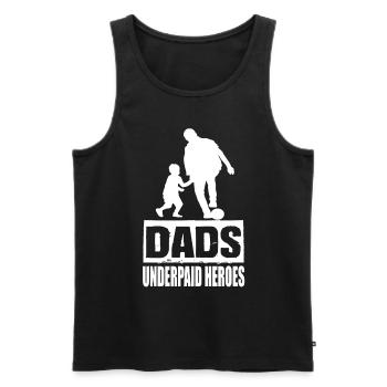 Les papas sous-payés des héros papa disent papa fête des pères - Débardeur bio Premium Homme - noir - Devant - Michal (187cm)