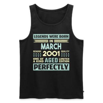 23. Geburtstag März Jahrgang 2001 Geschenkidee - Männer Premium Bio Tank Top - Schwarz - Vorne - Michal (187cm)