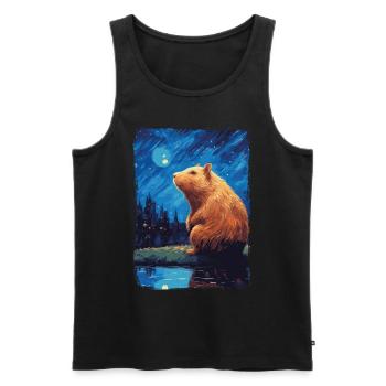 Wasserschwein Starry Night - Männer Premium Bio Tank Top - Schwarz - Vorne - AI Model Male 178 light (178cm)