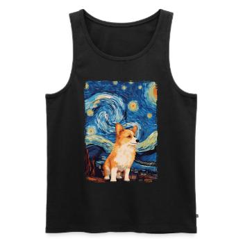 Corgi Starry Night - Männer Premium Bio Tank Top - Schwarz - Vorne - AI Model Male 178 light (178cm)