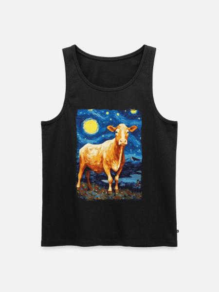 Cow Starry Night - Men's Premium Organic Tank Top - black