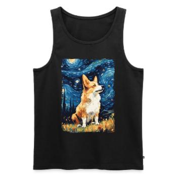 Corgi Starry Night - Männer Premium Bio Tank Top - Schwarz - Vorne - AI Model Male 178 light (178cm)
