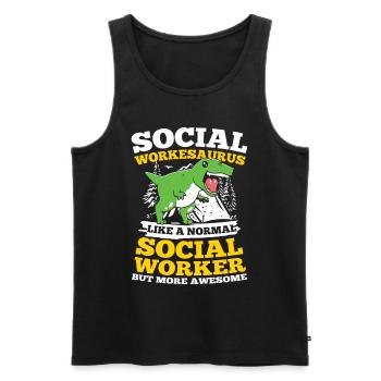 Social Workesaurus Like A Normal Worker - Männer Premium Bio Tank Top - Schwarz - Vorne - Michal (187cm)