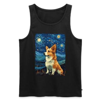 Corgi Starry Night - Männer Premium Bio Tank Top - Schwarz - Vorne - AI Model Male 178 light (178cm)