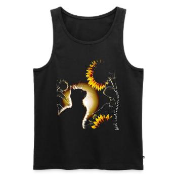 Chat tournesol - Débardeur bio Premium Homme - noir - Devant - Michal (187cm)
