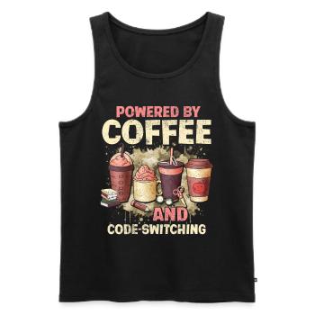 English Teacher, English Teacher, Coffee - Men's Premium Organic Tank Top - black - Front - Michal (187cm)
