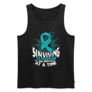 Angststörung Surviving Anxiety One Breath At Time - Men's Premium Organic Tank Top - black - Front - Michal (187cm)