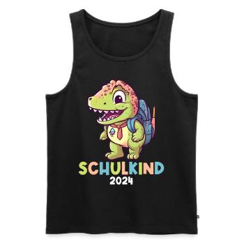 Einschulung Dinosaurier Dino TRex Schulkind 2024 - Männer Premium Bio Tank Top - Schwarz - Vorne - Michal (187cm)
