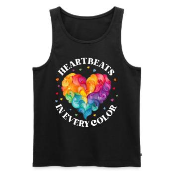 Colorful Rainbow Heart LGBT Valentines Day Pride - Männer Premium Bio Tank Top - Schwarz - Vorne - Michal (187cm)