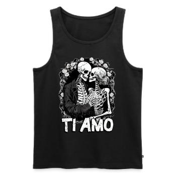 Ti Amo Floral Skeleton Couple Horror Valentines Go - Männer Premium Bio Tank Top - Schwarz - Vorne - AI Model Male 178 light (178cm)