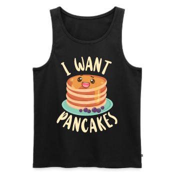 Amoureux des crêpes Les enfants je veux des crêpes - Débardeur bio Premium Homme - noir - Devant - Michal (187cm)