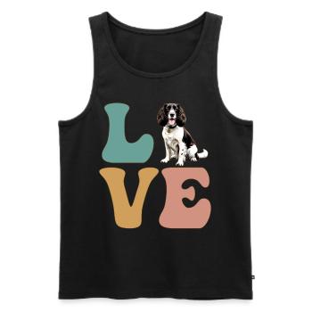 LOVE Springer Spaniel Chien - Débardeur bio Premium Homme - noir - Devant - AI Model Male 178 light (178cm)