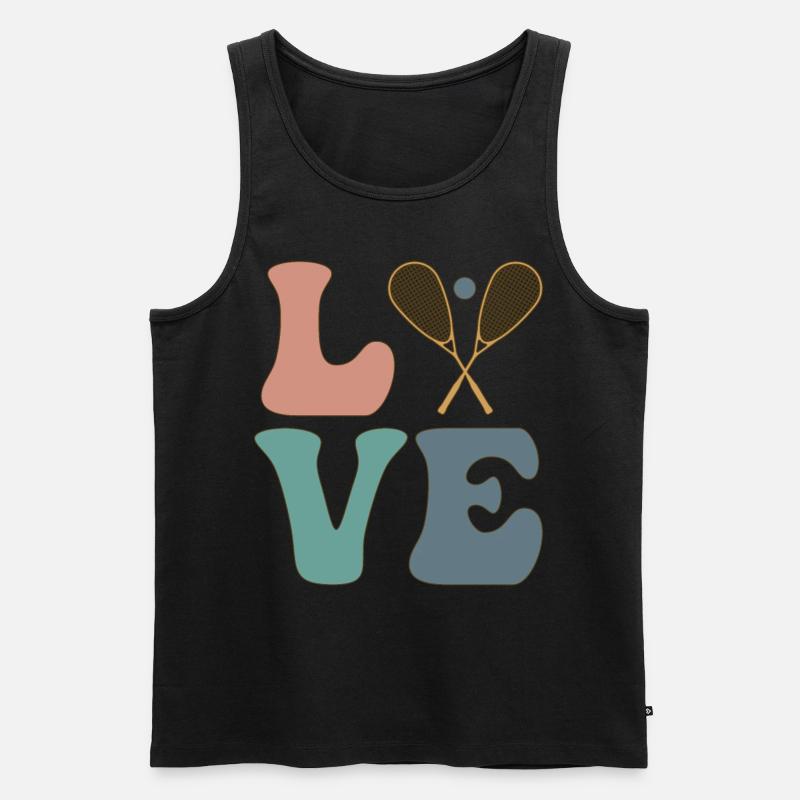 LOVE Squash Player Trainer - Männer Premium Bio Tank Top - Schwarz