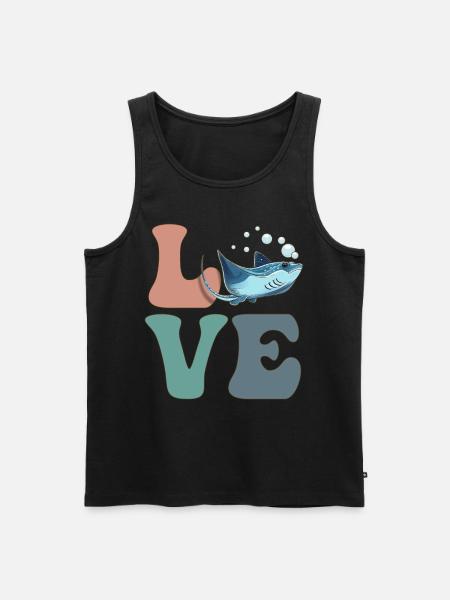 LIEBE Stachelrochen Mantarochen - Männer Premium Bio Tank Top - Schwarz