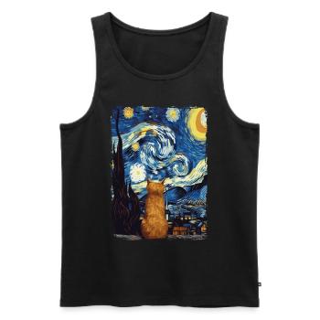 Cat Starry Night - Men's Premium Organic Tank Top - black - Front - AI Model Male 178 light (178cm)