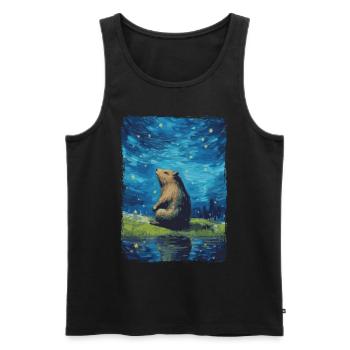 Wasserschwein Starry Night - Männer Premium Bio Tank Top - Schwarz - Vorne - AI Model Male 178 light (178cm)