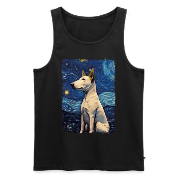 Bullterrier Starry Night - Männer Premium Bio Tank Top - Schwarz - Vorne - Michal (187cm)