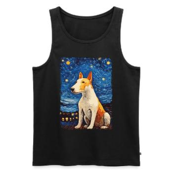 Bullterrier Starry Night - Männer Premium Bio Tank Top - Schwarz - Vorne - Michal (187cm)