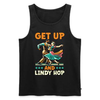 Danseur de Lindy Hop Danse Swing Danse - Débardeur bio Premium Homme - noir - Devant - AI Model Male 178 light (178cm)