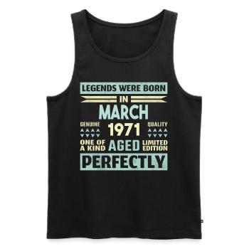 53. Geburtstag März Jahrgang 1971 Geschenkidee - Männer Premium Bio Tank Top - Schwarz - Vorne - Michal (187cm)