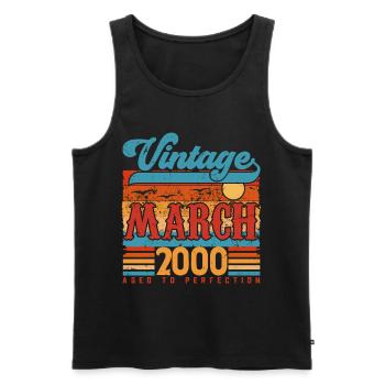 March 2000, March 2000 Vintage Anniversary Gift. - Men's Premium Organic Tank Top - black - Front - Michal (187cm)