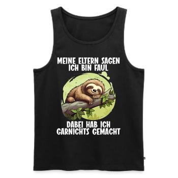 My parents all say I'm lazy sloth - Men's Premium Organic Tank Top - black - Front - AI Model Male 178 light (178cm)