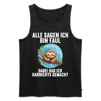 Meine Eltern Alle sagen ich bin faul Faultier - Männer Premium Bio Tank Top - Schwarz - Vorne - Michal (187cm)