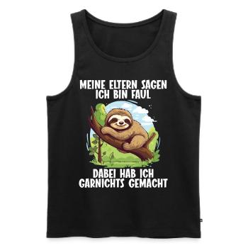 My parents all say I'm lazy sloth - Men's Premium Organic Tank Top - black - Front - AI Model Male 178 light (178cm)