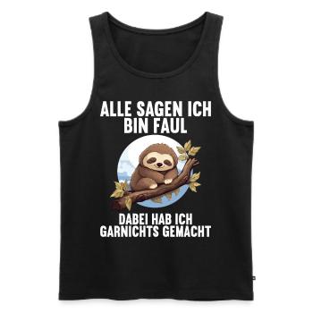 Meine Eltern Alle sagen ich bin faul Faultier - Männer Premium Bio Tank Top - Schwarz - Vorne - Michal (187cm)