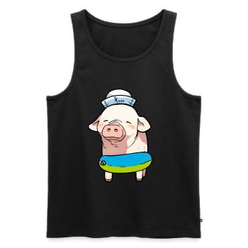 Matrose Seemann Ferkel Schwein Kapitän Ahoi Sau - Männer Premium Bio Tank Top - Schwarz - Vorne - Michal (187cm)