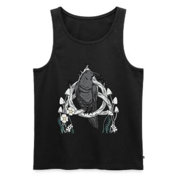Forest Animals Bird Raven Flowers Nature Crow Dark - Men's Premium Organic Tank Top - black - Front - AI Model Male 178 light (178cm)