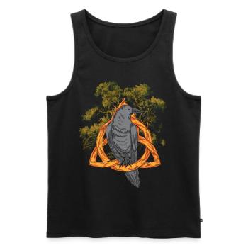 Forest Animals Bird Raven Flowers Nature Crow Dark - Men's Premium Organic Tank Top - black - Front - AI Model Male 178 light (178cm)