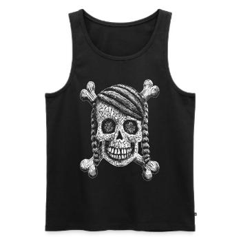Urbanes Shirt: Mysteriöser Totenkopf-Paranormal! - Männer Premium Bio Tank Top - Schwarz - Vorne - Michal (187cm)