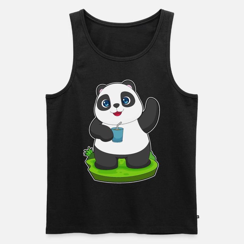 Panda Saft - Männer Premium Bio Tank Top - Schwarz