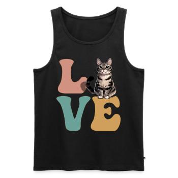 LIEBE Tabby Katze Orange Katze - Männer Premium Bio Tank Top - Schwarz - Vorne - AI Model Male 178 light (178cm)