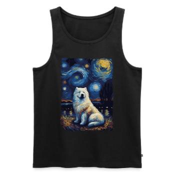 Samoyed Starry Night - Männer Premium Bio Tank Top - Schwarz - Vorne - AI Model Male 178 light (178cm)