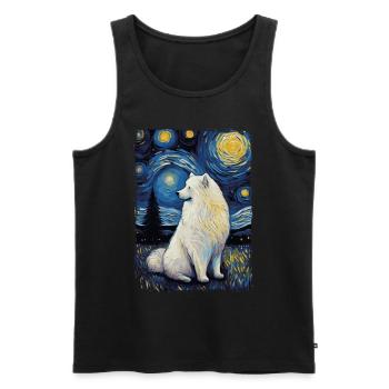 Samoyed Starry Night - Männer Premium Bio Tank Top - Schwarz - Vorne - AI Model Male 178 light (178cm)