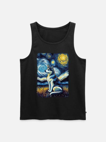 Husky Starry Night - Männer Premium Bio Tank Top - Schwarz