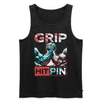 Bras de fer Armwrestling Hit Pin - Débardeur bio Premium Homme - noir - Devant - Michal (187cm)