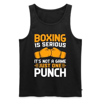 La boxe est sérieuse, ce n’est pas un jeu, juste un coup de poing - Débardeur bio Premium Homme - noir - Devant - Michal (187cm)
