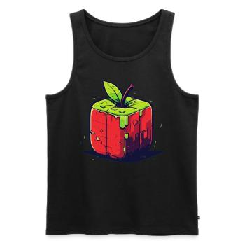 Würfel Apfel Cube Apple - Männer Premium Bio Tank Top - Schwarz - Vorne - AI Model Male 178 light (178cm)