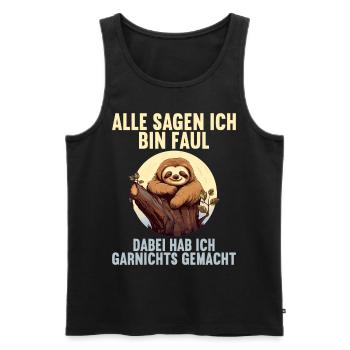 Meine Eltern Alle sagen ich bin faul Faultier - Männer Premium Bio Tank Top - Schwarz - Vorne - Michal (187cm)