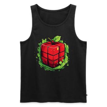 Würfel Apfel Cube Apple - Männer Premium Bio Tank Top - Schwarz - Vorne - AI Model Male 178 light (178cm)