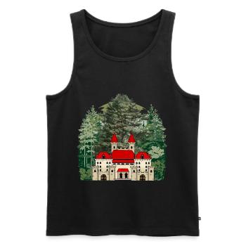Castle, Fairy Tale, Castle, Forest, Fortress, Middle Ages - Men's Premium Organic Tank Top - black - Front - AI Model Male 178 light (178cm)